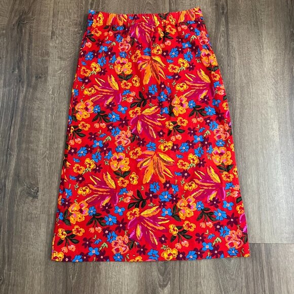Maison d’ Amelie Floral Red Button Down Midi Skirt Sz XS - Picture 7 of 11